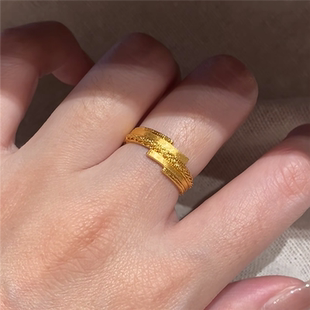 鎏金质感绒光跃金小克重戒指女仿真黄金满天星闪耀千金感指环手饰