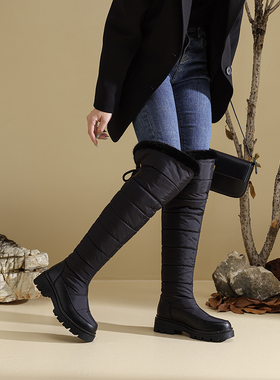 41424344码秋冬季加厚绒雪地靴过膝长筒靴保暖抗寒靴子东北大棉靴