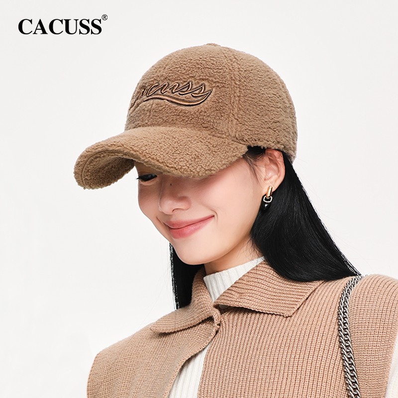 CACUSS帽子2023年新款羊羔绒棒球帽头围保暖秋冬季保暖鸭舌帽圆顶