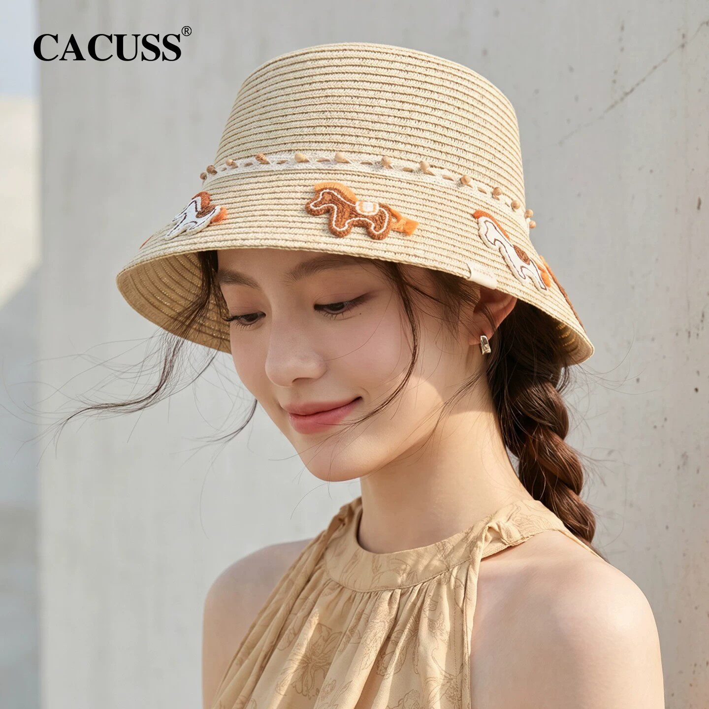 cacuss夏季俏皮减龄遮阳草帽