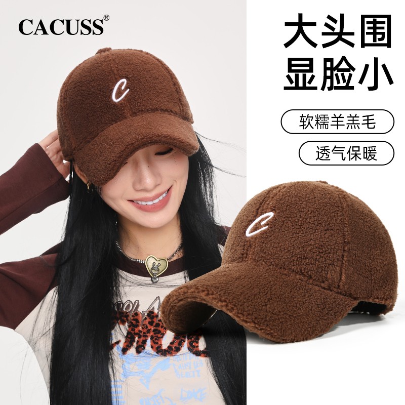 CACUSS棒球帽情侣秋冬羊羔绒保暖