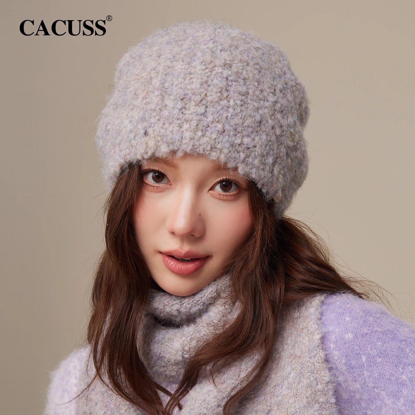 cacuss圈圈纱针织帽保暖堆堆帽