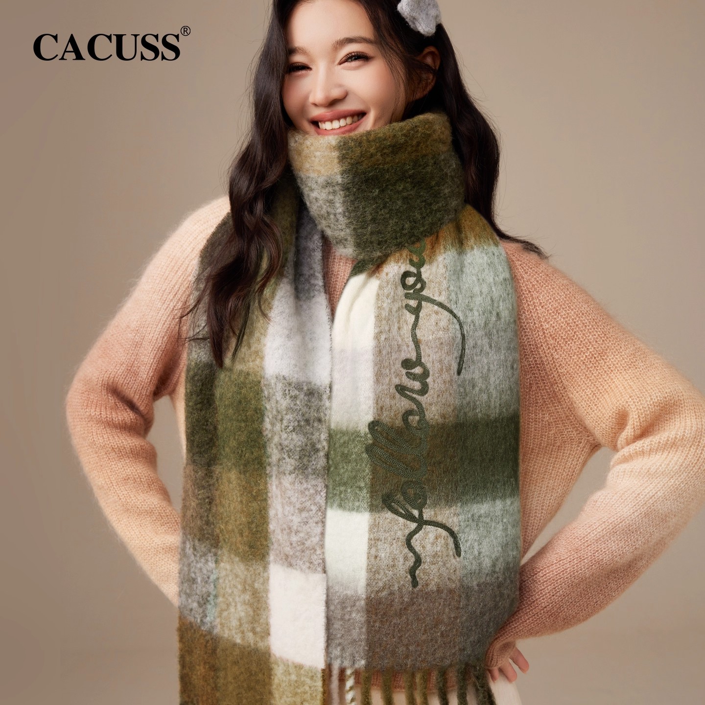 cacuss冬季加厚氛围感格子围巾