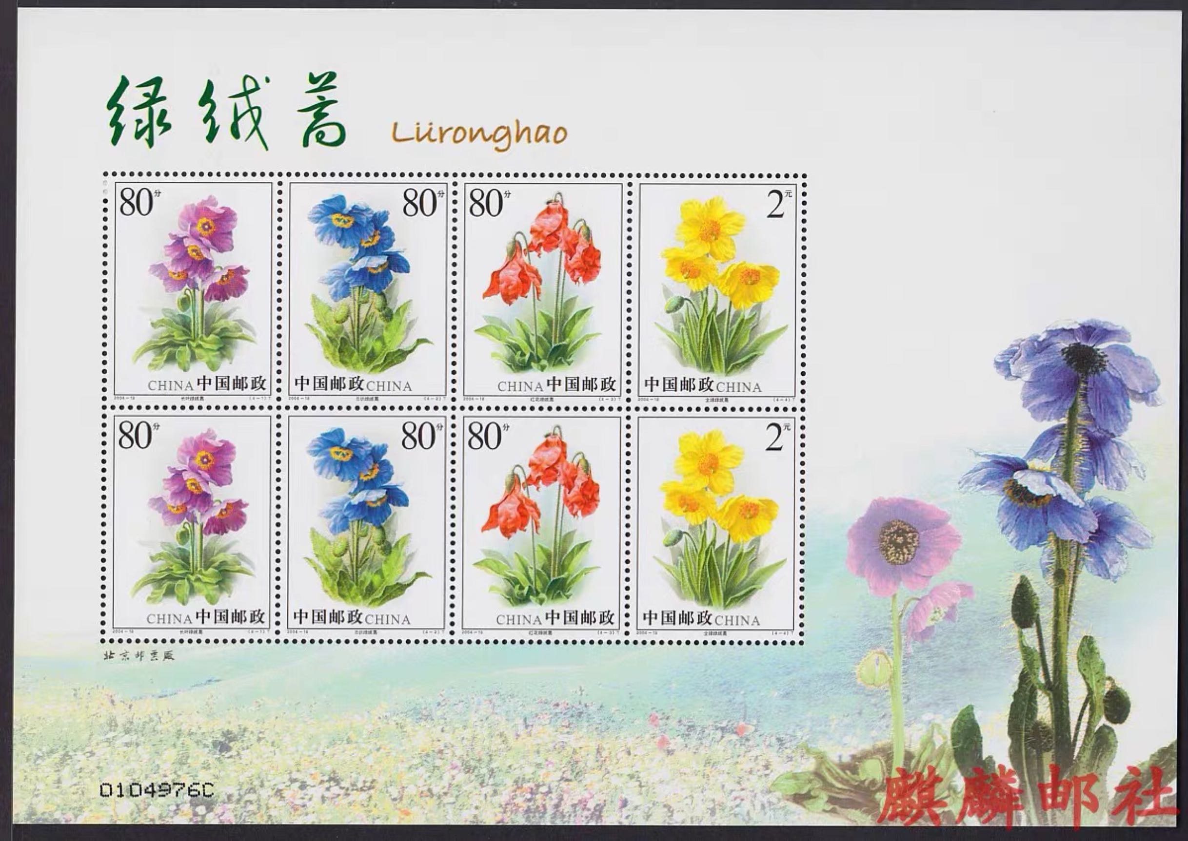2004-18 绿绒蒿小版 原胶全品，邮票/集邮/收藏