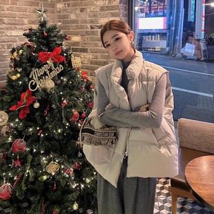 2025秋冬新款 羽绒马甲女外穿学院风欧货宽松加厚背心马夹坎肩外套