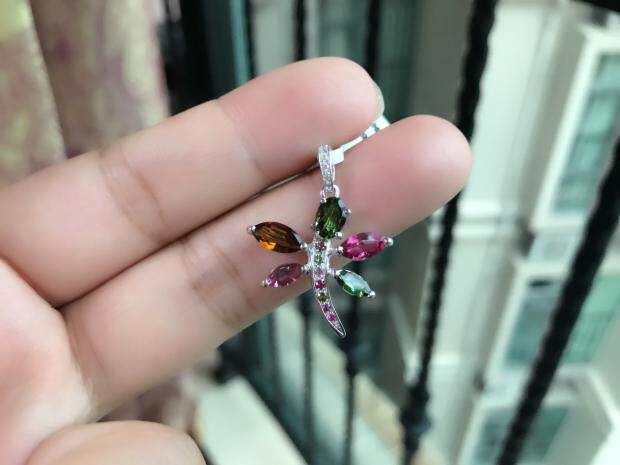 925银镀白金碧玺吊坠全新现货