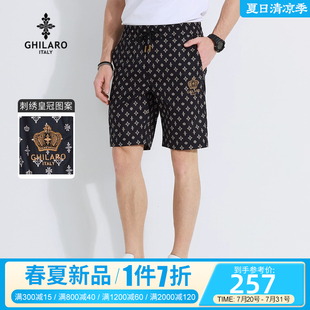 GHILARO 4003 古勞吉那諾男2025年夏刺繡皇冠LOGO滿身印花短褲