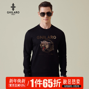圆领卫衣6002 休闲烫钻动物LOGO字母大图案时尚 GHILARO 吉那诺男士