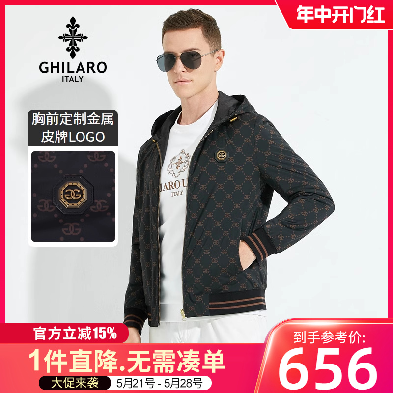 GHILARO/古劳吉那诺男士秋冬季时尚休闲双面穿连帽款棉衣 4475-79 男装 棉衣 原图主图