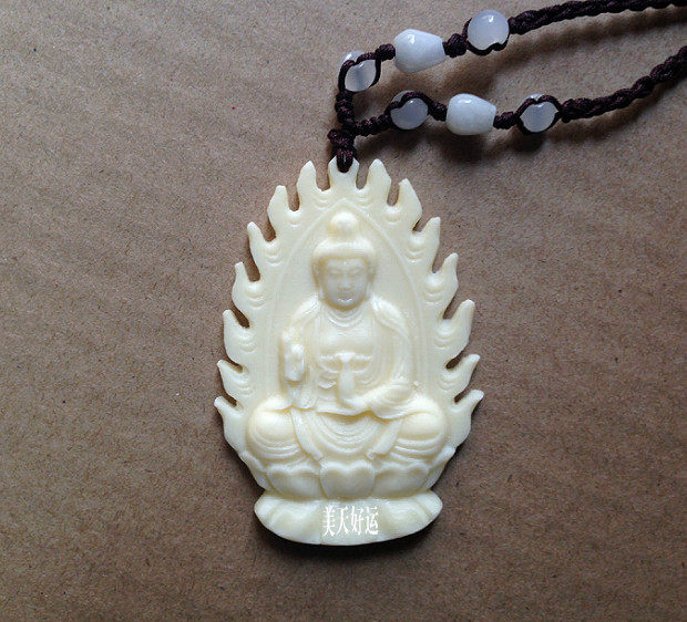 正品保真象牙白牦牛骨雕刻观音饰品牌子黄金挂件吊坠项链生日礼品|msdalam kategori Aksesori/Barang Kemas Fesyen, kalung - dari Buy2taobao.com untuk memberikan perkhidmatan ejen Taobao profesional membeli