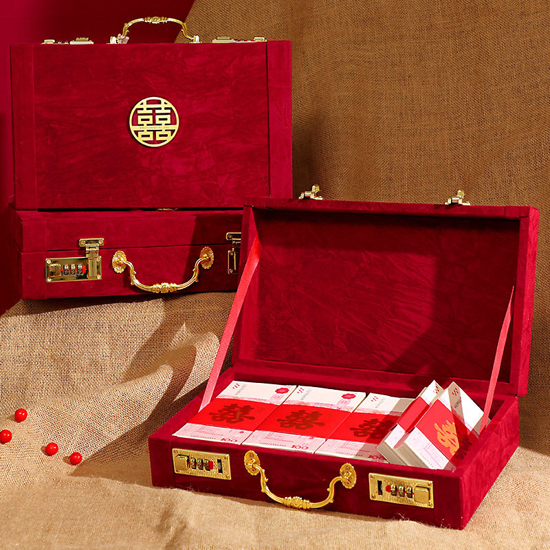 订婚彩礼钱盒子高档礼金箱结婚现金聘礼密码彩礼箱聘金盒10万20万