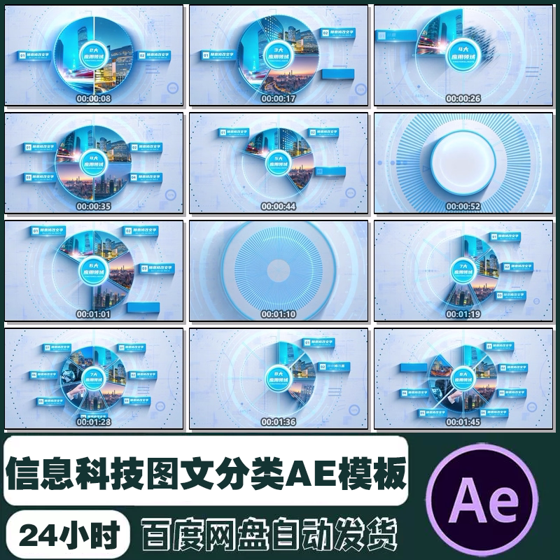 AE模板 商务信息科技图文二到八大分类产品宣传片视频制作素材 - 实物图