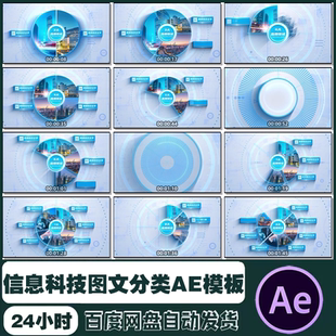 AE模板 商务信息科技图文二到八大分类产品宣传片视频制作素材