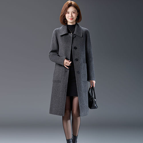 太嘉双面毛呢外套纯羊毛大衣女