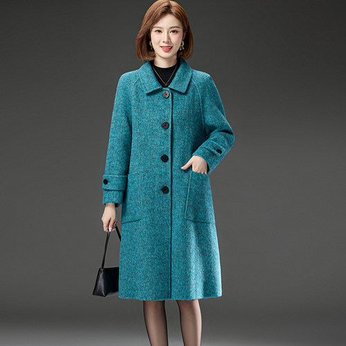 双面羊绒大衣200斤加厚秋冬新款特胖加肥大码女装宽松妈妈呢外套