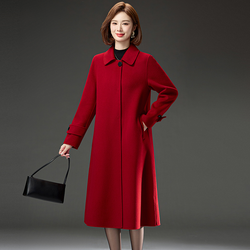 长款双面羊绒大衣女高端洋气显瘦妈妈装太嘉秋冬新品大码毛呢外套