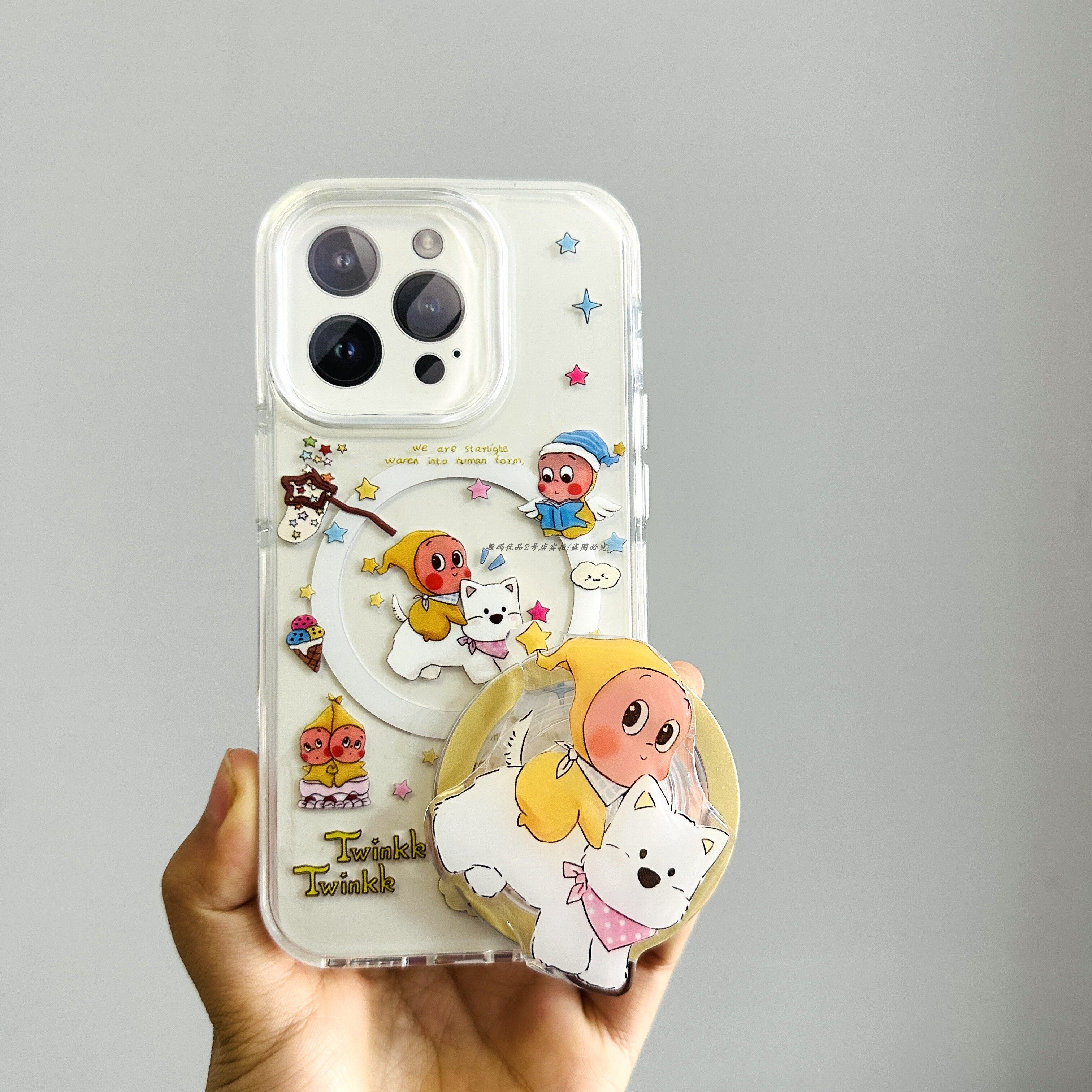 适用于苹果iPhone17星星人卡通透明PC手机壳16磁吸支架壳套装新款2026