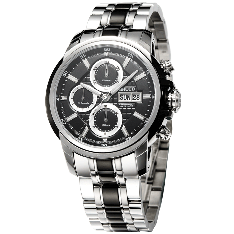 瑞士拜戈三眼运动风机械皮带男表