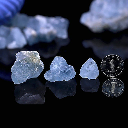 天青石单晶体配件原石蓝色水晶矿石标本扩香石科普标本盒子矿摆件