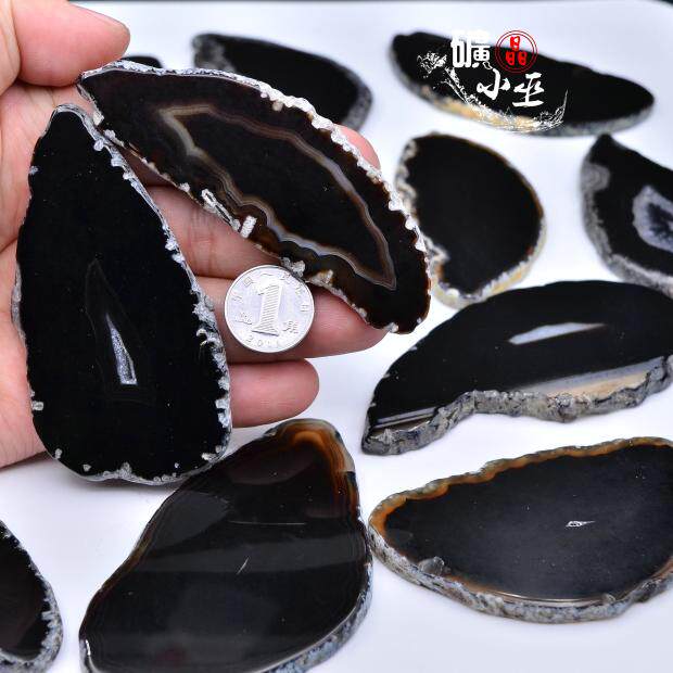 多款烤色黑色玛瑙片染色玛瑙吊坠diy饰品风铃天然原石4号