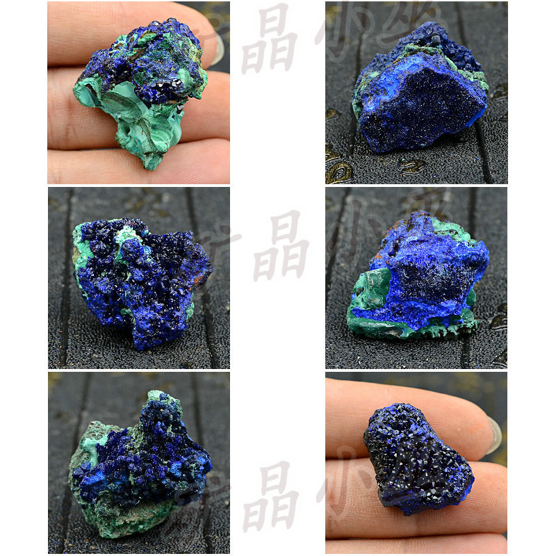 多款蓝铜矿 孔雀石共生 diy饰品 摆件天然矿物晶体矿石标本原石小