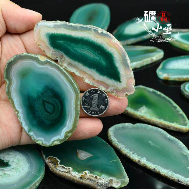 多款烤色绿色玛瑙片染色玛瑙吊坠diy饰品风铃天然原石3号