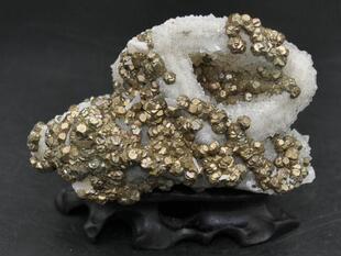 黄铁矿 石英 天然矿物晶体矿石教学标本原石宝石收藏家石头摆件09