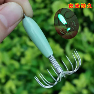 鱿鱼钩夜光钩海钓木虾尤鱼钓吹筒八爪鱼钩章鱼墨鱼软钩12爪不锈钢