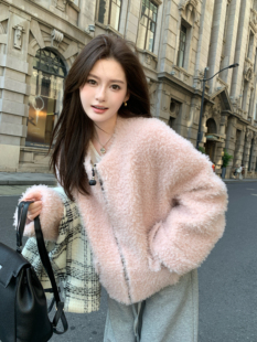 卢西西‘纯羊毛小个子短款皮草外套女秋冬加厚保暖宽松皮毛一体