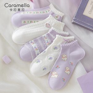 caramella袜子夏季薄款浅口舒适透气不掉跟百搭可爱日系女船袜