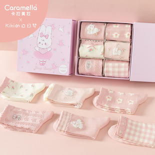 袜子女士女款 caramella秋冬新款 棉袜少女长袜中筒袜可爱卡通女袜