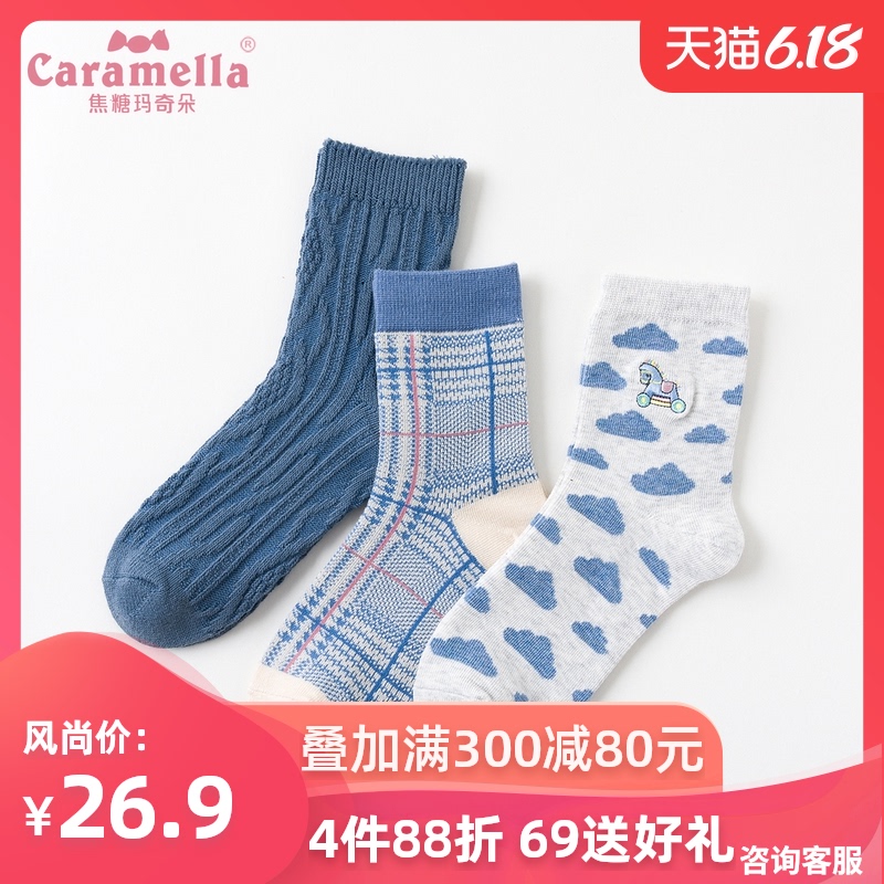 caramella袜子女中筒袜潮ins秋冬秋天袜百搭棉袜lolita韩版ulzza