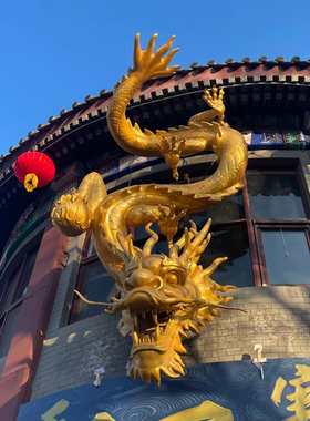 玻璃钢中国龙头舞狮雕塑装饰摆件