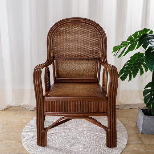 印尼老人手工编织真藤天然椅子