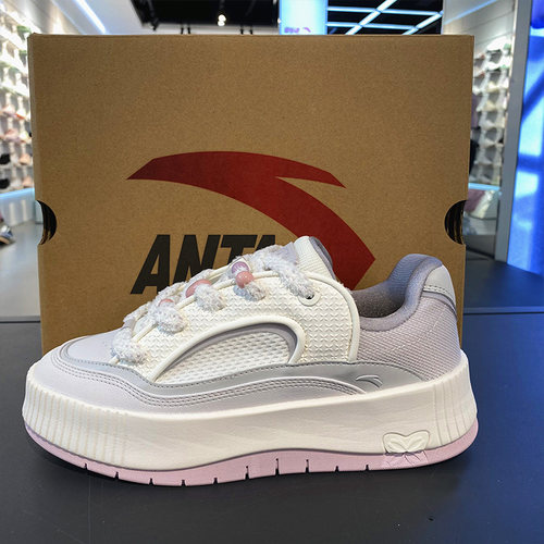 安踏慕斯板鞋女厚底增高面包鞋秋新款3百搭休闲运动鞋子122548035