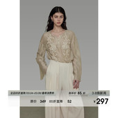 新款 女2026春季 高级感气质上衣 慵懒复古刺绣圆领衬衫 UNSPOKEN法式