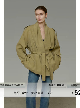 UNSPOKEN法式系带小众短款风衣女