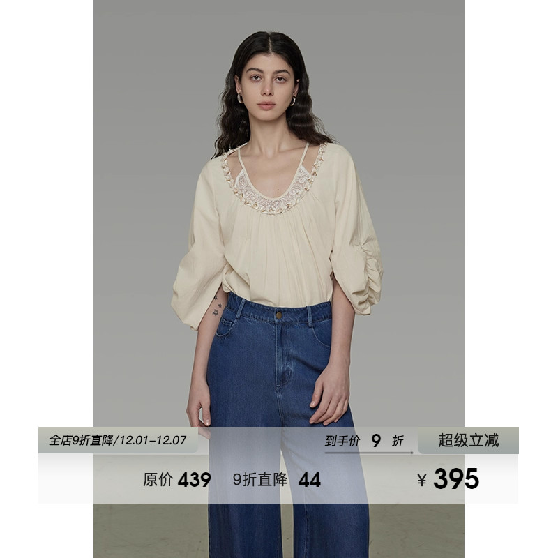 UNSPOKEN设计感短袖衬衫女2025夏季新款宽松显瘦慵懒感造型领上衣