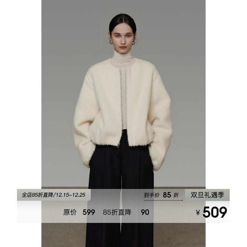 UNSPOKEN短款毛呢外套女冬