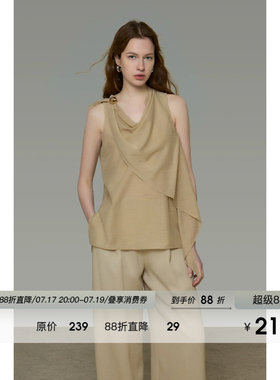 UNSPOKEN高级感无袖衬衫女荡领宽松显瘦松弛感小众设计感气质上衣