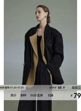 UNSPOKEN高级撞色拼接西装外套