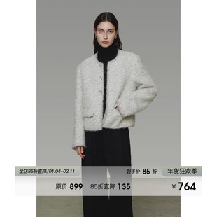 UNSPOKEN重工小香风外套女2025年冬季新款精致时尚粗花呢羊毛上衣