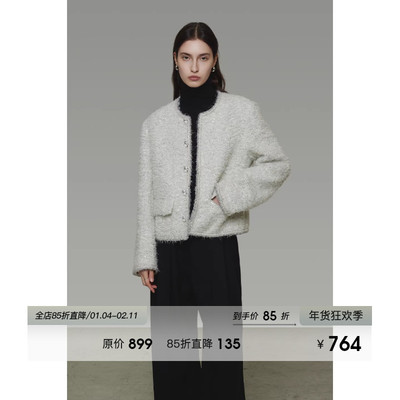 UNSPOKEN重工小香风外套女2025年冬季新款精致时尚粗花呢羊毛上衣