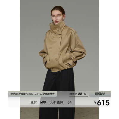 UNSPOKEN法式短款双排扣翻领外套