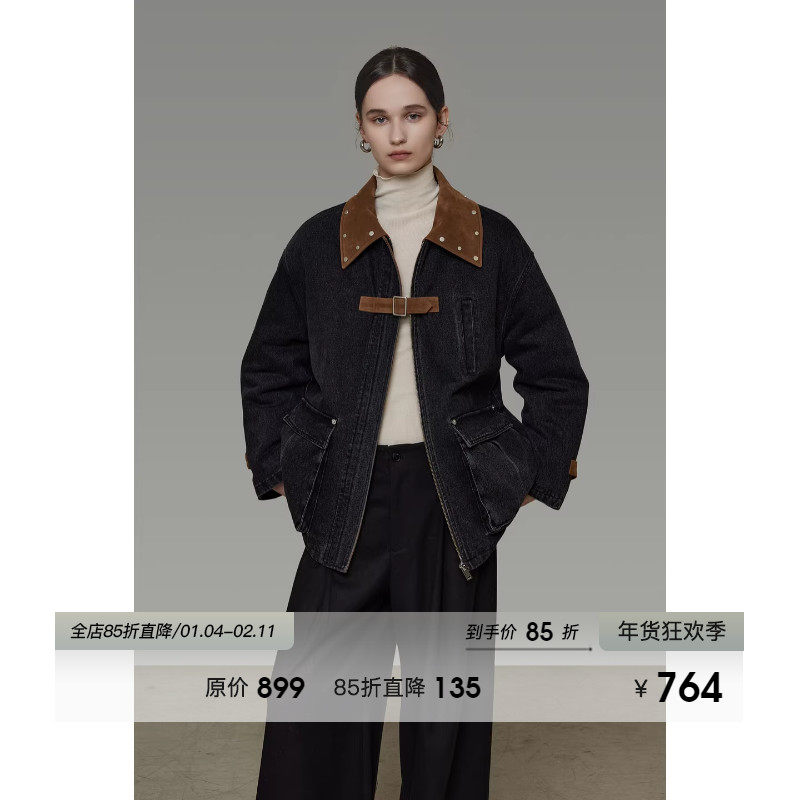UNSPOKEN复古撞色牛仔外套女春季2026新款挺括宽松显瘦高级感上衣,女装/女士精品,短外套,淘宝优惠券,粉丝福利购,淘宝优惠卷