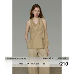 UNSPOKEN高级感无袖衬衫女荡领宽松显瘦松弛感小众设计感气质上衣