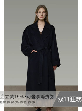 UNSPOKEN浴袍式双面呢大衣女简约设计感小众法式气质100羊毛外套