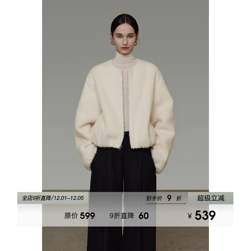 UNSPOKEN短款毛呢外套女冬