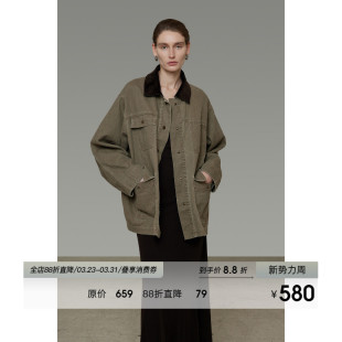 UNSPOKEN复古撞色牛仔外套女2026春季 设计感小众宽松休闲夹克 新款