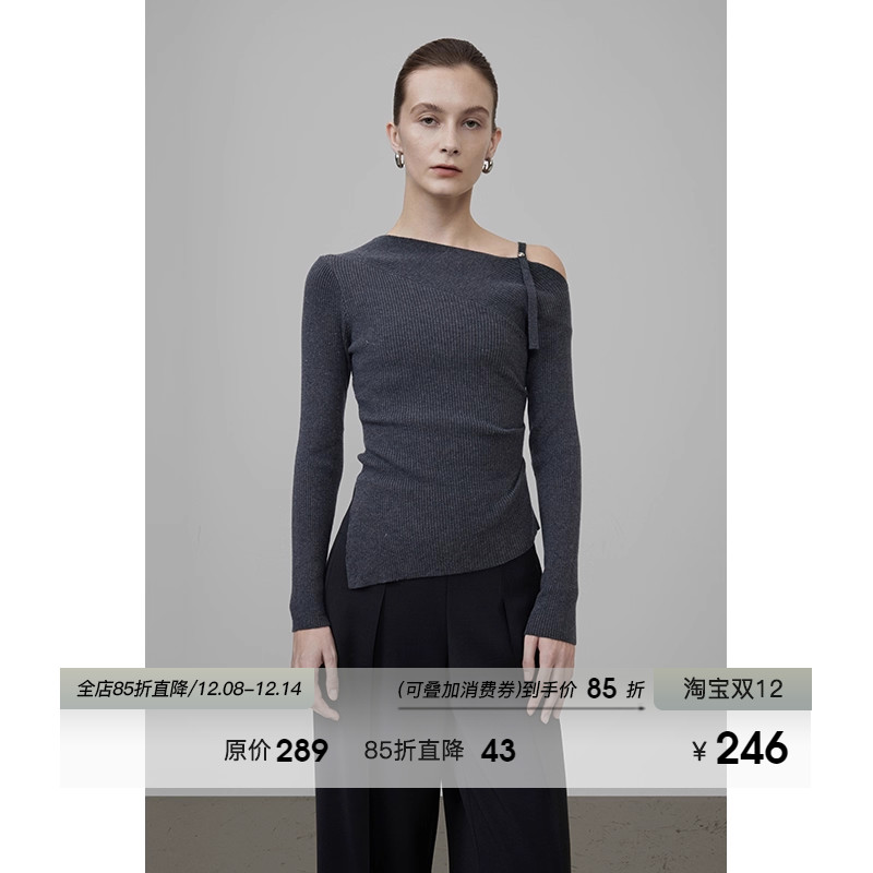 UNSPOKEN斜肩吊带针织上衣